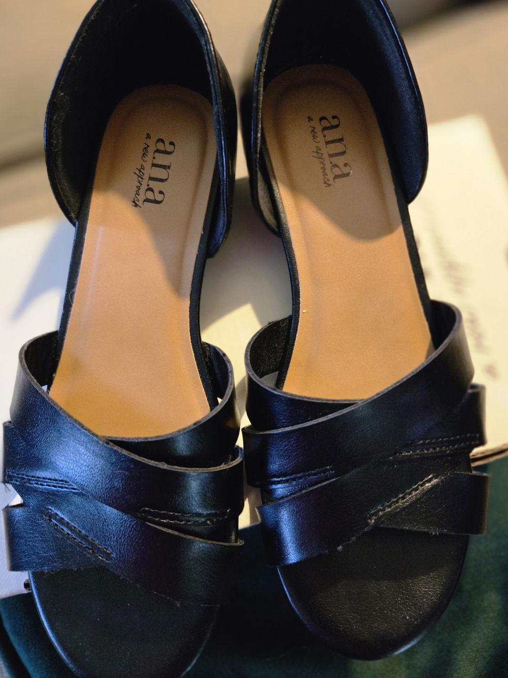 a.n.a Patton Black Women's Open-Toe Shoe Dress Casual Sandals Size 6.5M